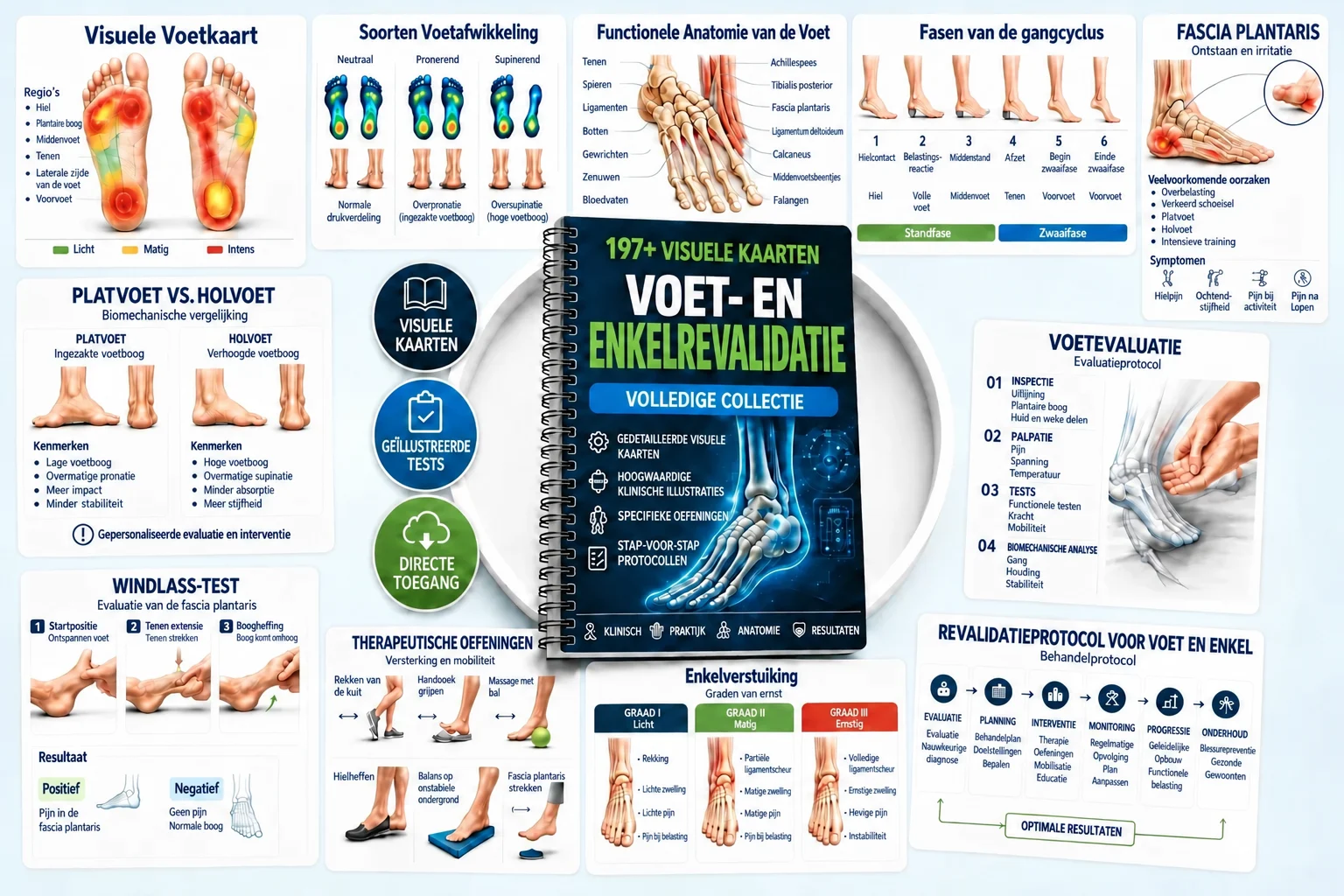 197+ visuele kaarten voor voet- en enkelrevalidatie — volledige collectie
